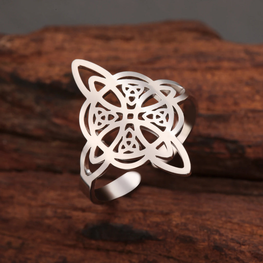 Bague Nœud Celtique Ajustable – Acier Inoxydable Doré ou Argenté, Femme et Homme