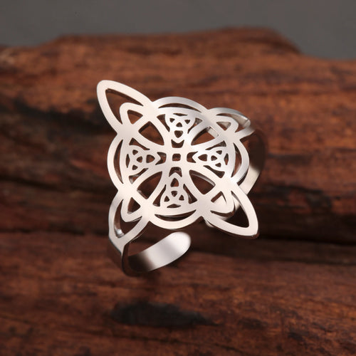 Bague Nœud Celtique Femme et Homme Ajustable – Acier Inoxydable Doré ou Argenté, Bijou Celtique, Idée Cadeau, 8 Modèles