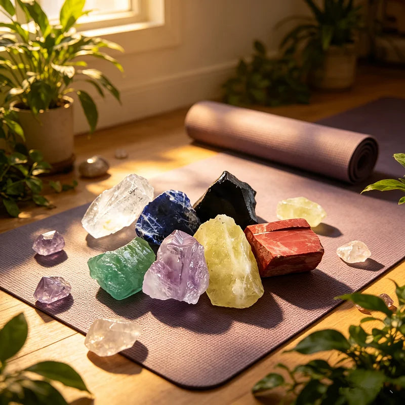 Lot de 7 Pierres Brutes des Chakras 2-3 cm – Améthyste, Citrine, Fluorite, Sodalite, Jaspe Rouge…