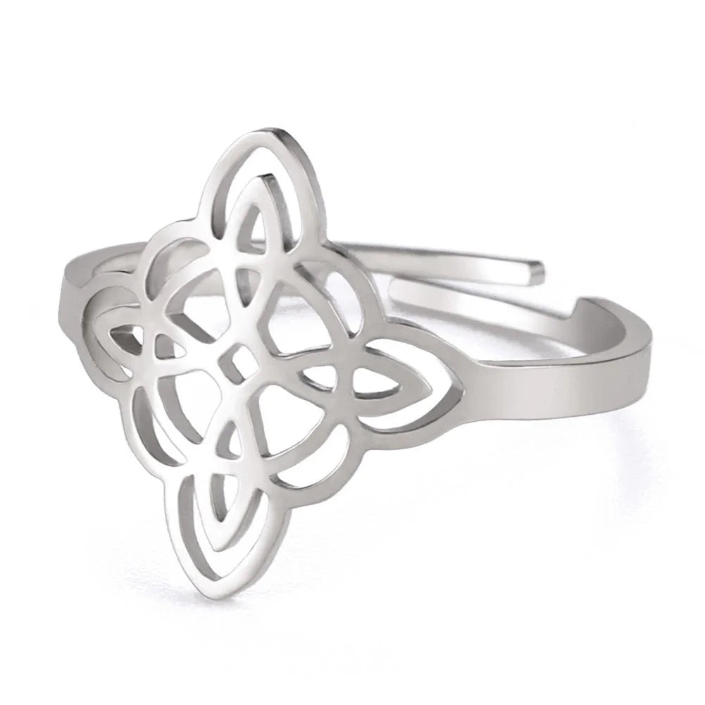 Bague Nœud Celtique Ajustable – Acier Inoxydable Doré ou Argenté, Femme et Homme