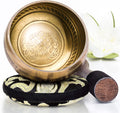 Coffret Bol Chantant Tibétain – Fleur de Vie, Œil Doré ou Motifs Porte-Bonheur, Coussin et Maillet