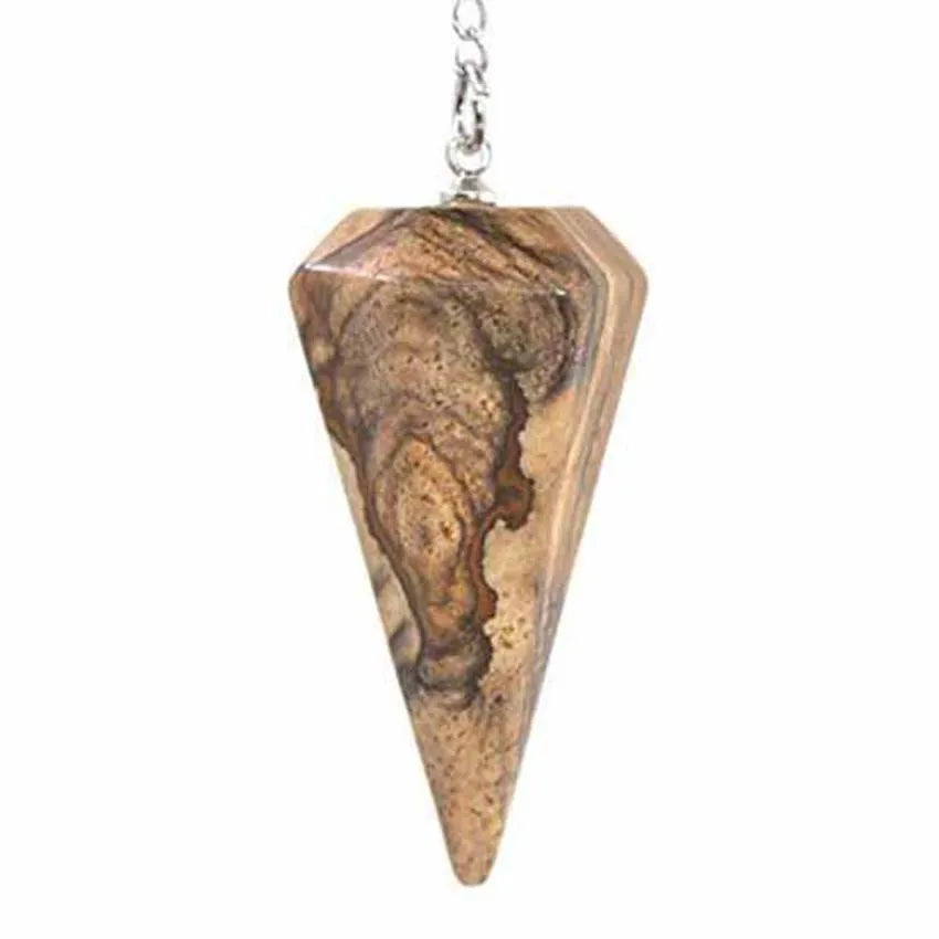 Pendule Pyramide Hexagonale en Pierre Naturelle – 18 Pierres : Améthyste, Labradorite, 7 Chakras…