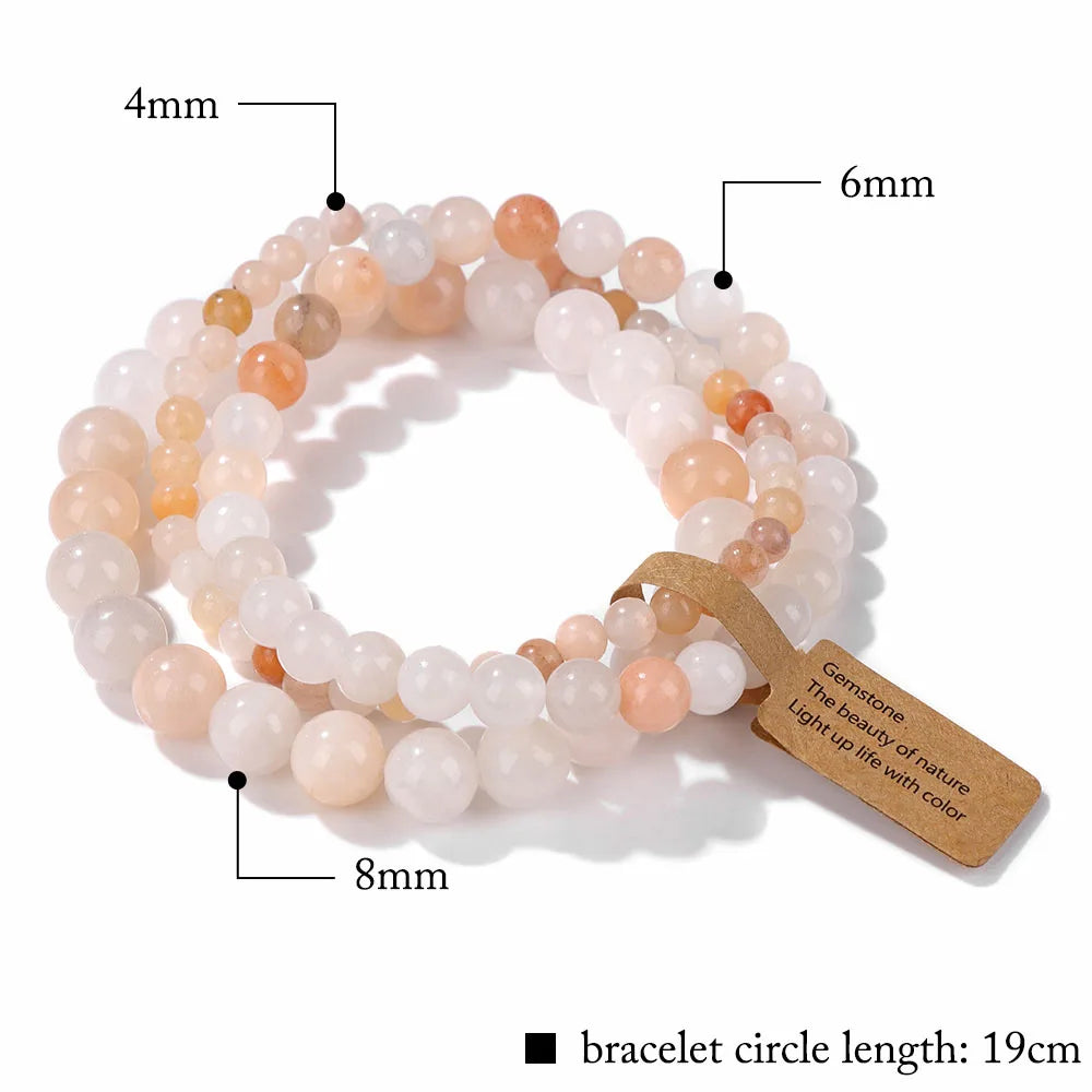 Lot de 3 Bracelets en Pierre Naturelle – Perles 4, 6 et 8 mm, 13 Pierres au Choix, à Accumuler