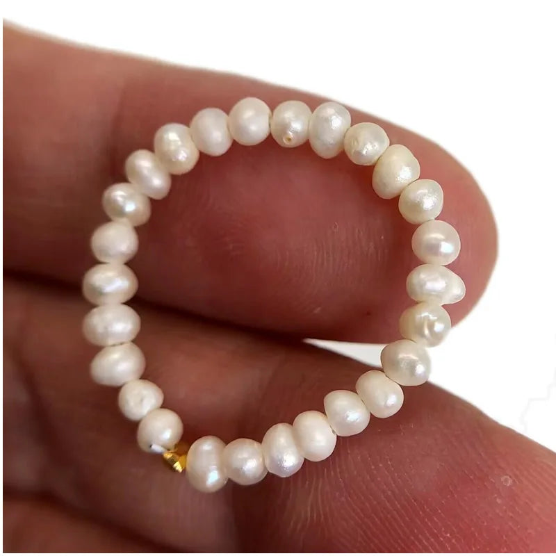 Bague Fine en Perles de Pierre Naturelle Facettées 2 mm – Extensible, 26 Pierres au Choix