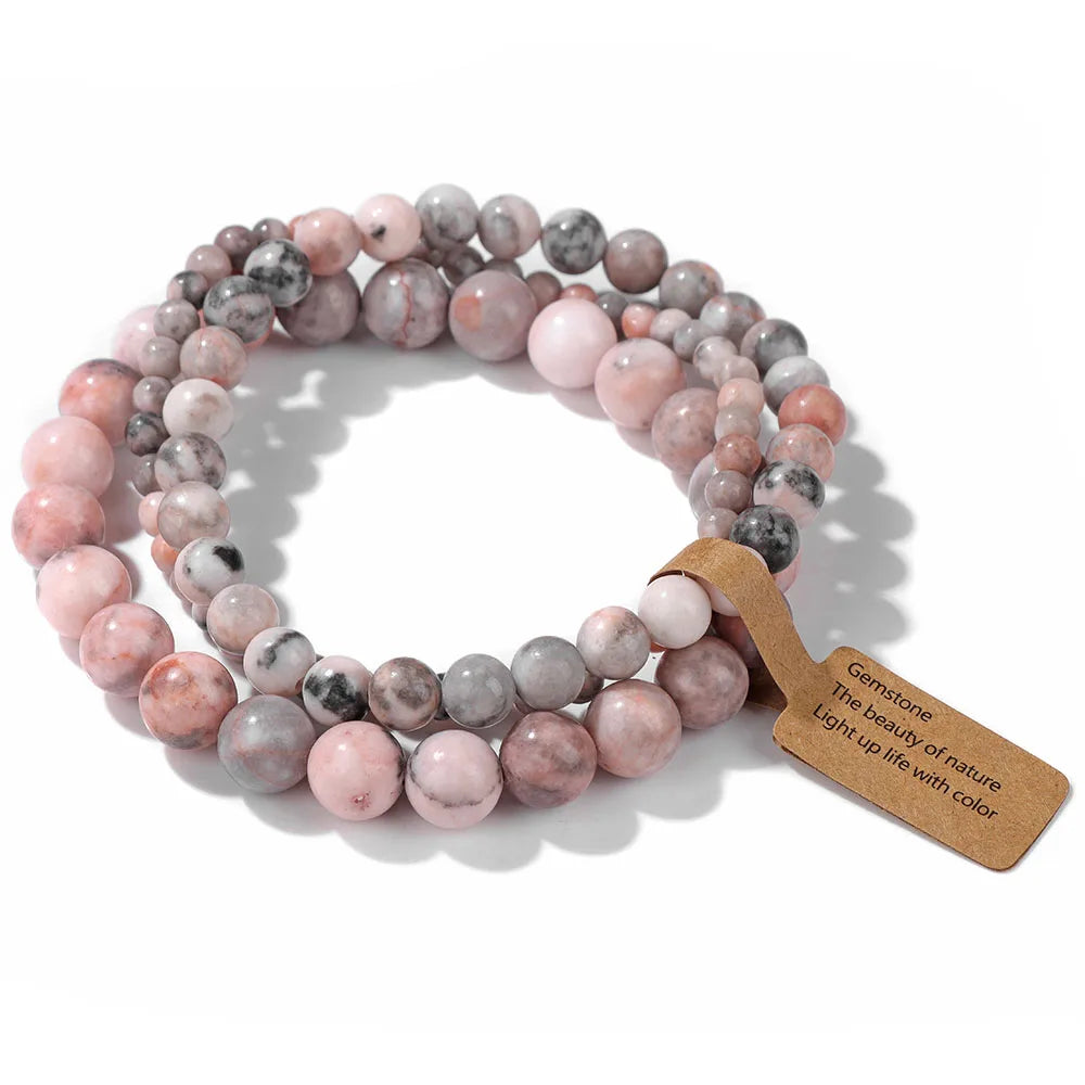 Lot de 3 Bracelets en Pierre Naturelle – Perles 4, 6 et 8 mm, 13 Pierres au Choix, à Accumuler