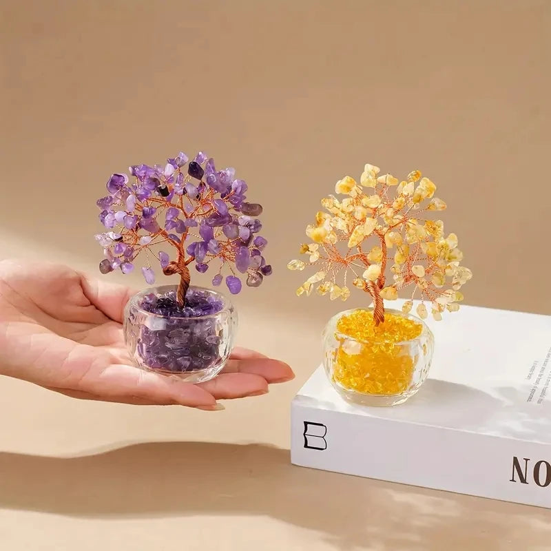 Arbre de Vie Feng Shui en Cristaux Naturels – Décoration Zen Maison et Bureau, Pièce Unique