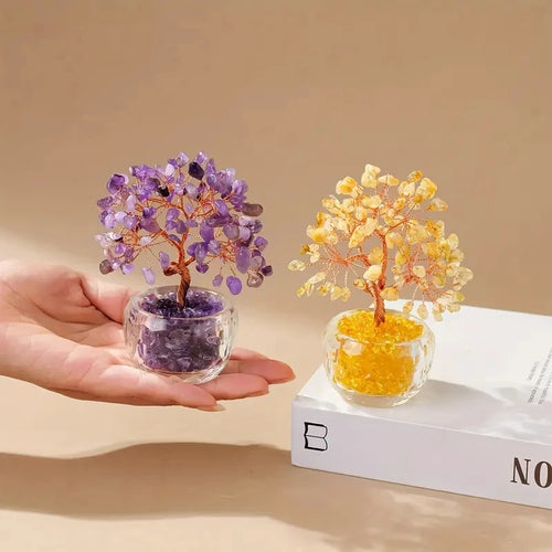 Arbre de Vie Feng Shui en Cristaux Naturels – Décoration Zen Maison et Bureau, Pièce Unique