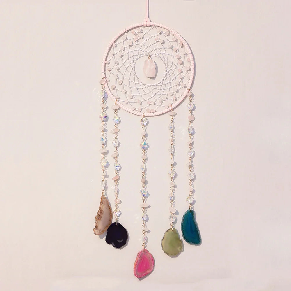 Attrape-Rêves en Pierres Naturelles et Tranches d'Agate – Lune ou Arbre de Vie, 29 Modèles, Décoration Murale