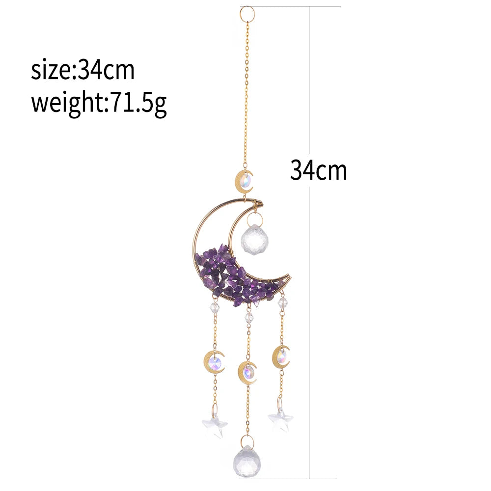 Attrape-Soleil Lune en Cristal – Suspension Arc-en-Ciel avec Éclats de Pierres et Prismes, 17 Modèles