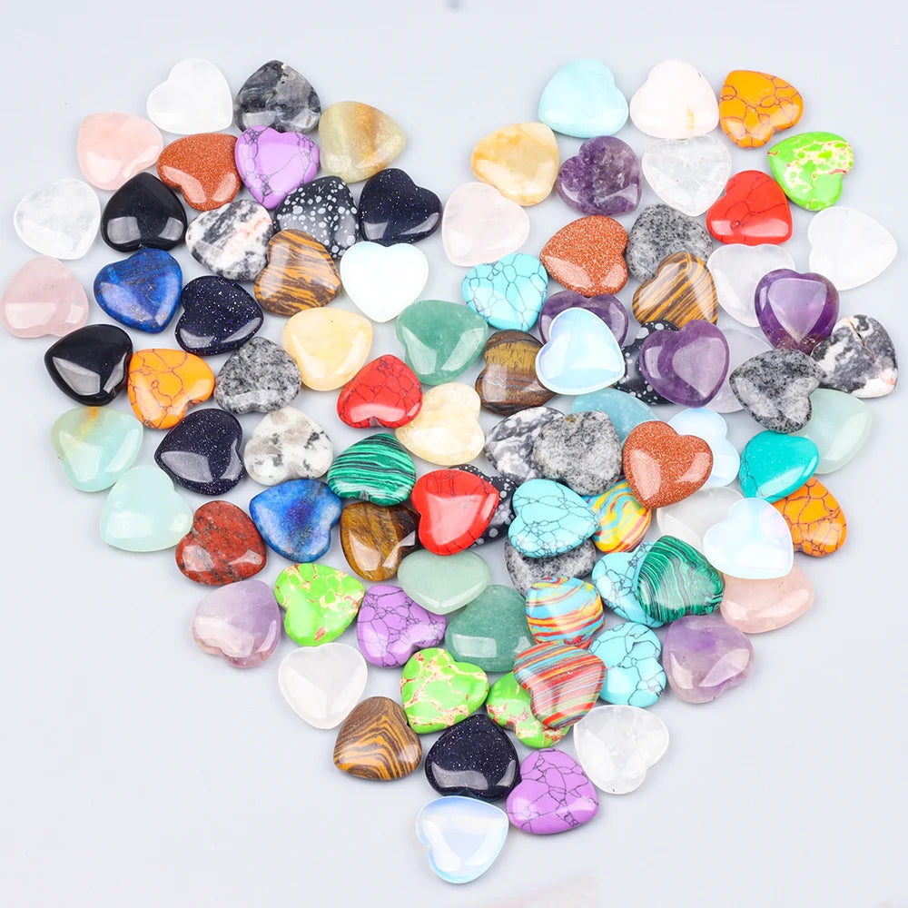 Cœurs en Pierres Naturelles 20 mm – Lot de 10, 20, 30 ou 50, Assortiment Multicolore