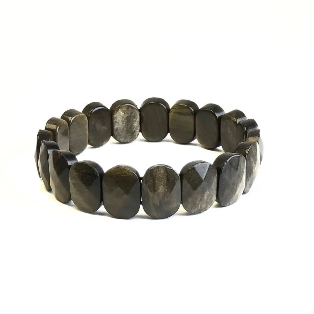 Bracelet Perles Plates Facettées 10 x 14 mm – 15 Pierres au Choix : Œil de Tigre, Améthyste, Lapis…