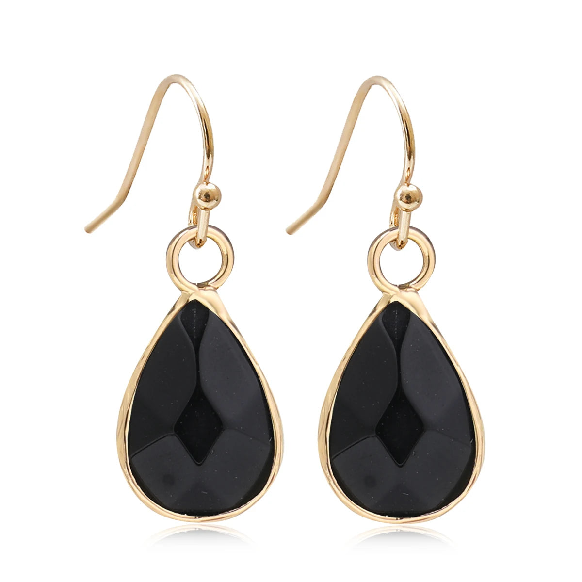 Boucles d'Oreilles Gouttes en Pierre Naturelle – Labradorite, Améthyste, Amazonite…, Doré ou Argenté