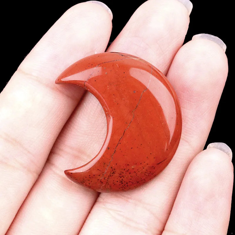 Croissant de Lune en Pierre Naturelle Sculptée 30 mm – Pierre de Poche, 22 Pierres au Choix