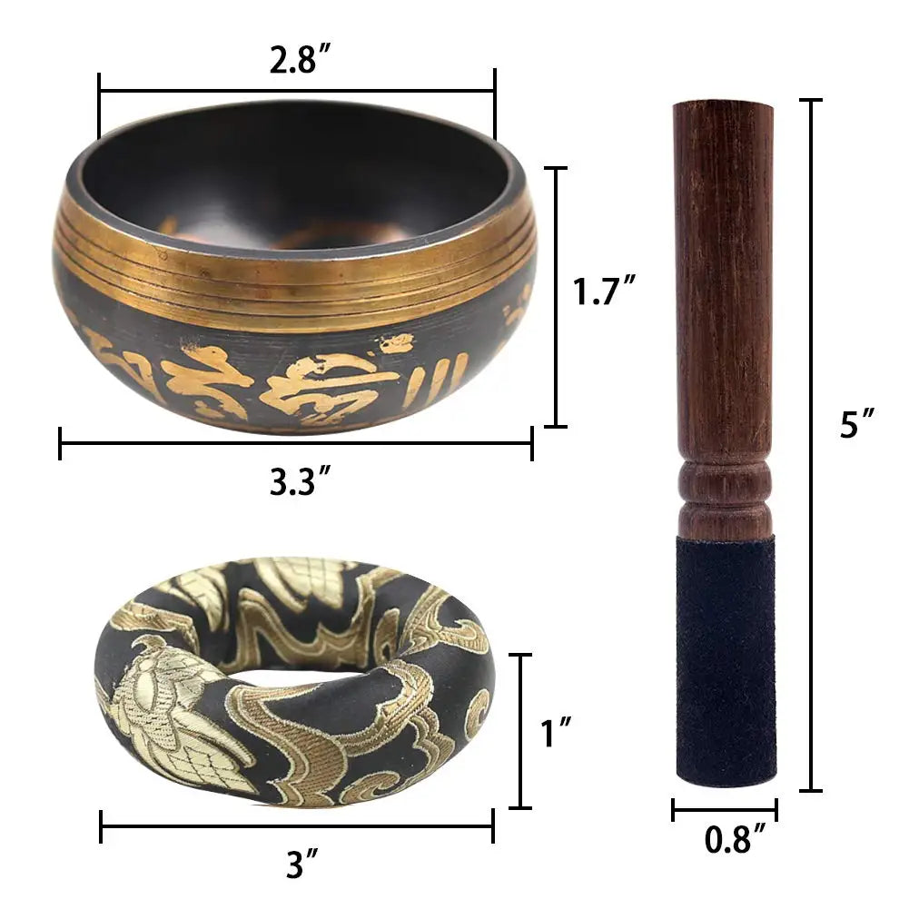 Bol Chantant Tibétain Gravé Lotus 8 cm – Coffret avec Coussin et Maillet