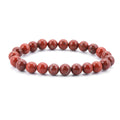Bracelet Jaspe Rouge Naturel Femme et Homme – Perles Rondes Rouge Terre, Élastique, Bracelet Pierre Naturelle Lithothérapie, Idée Cadeau