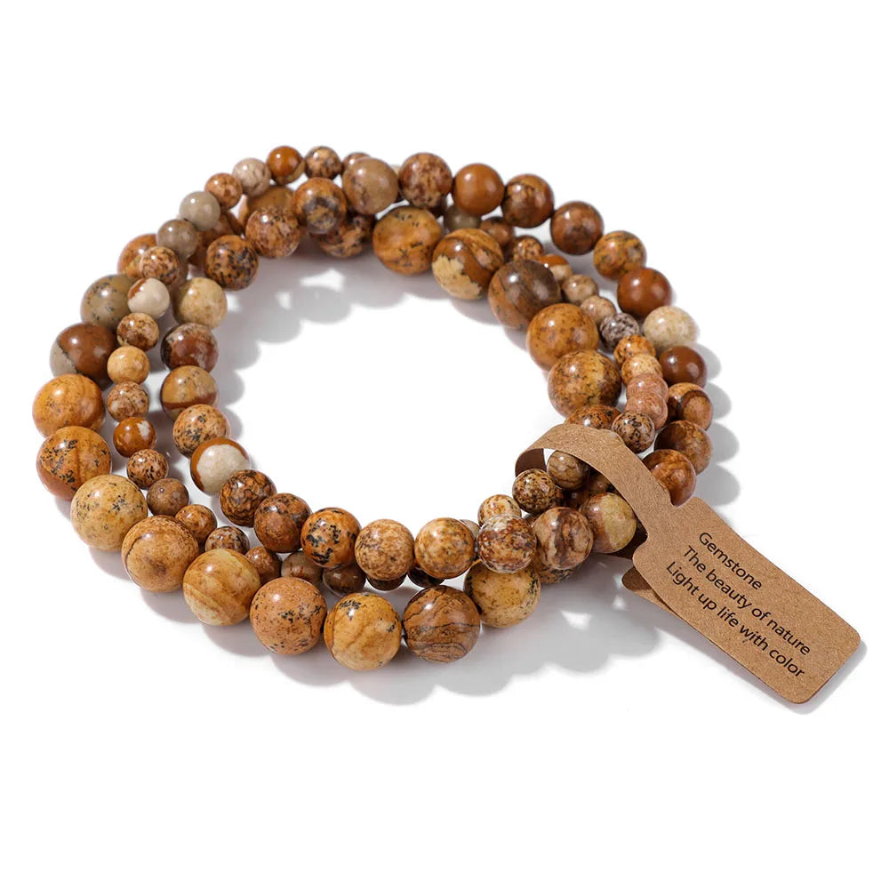 Lot de 3 Bracelets en Pierre Naturelle – Perles 4, 6 et 8 mm, 13 Pierres au Choix, à Accumuler