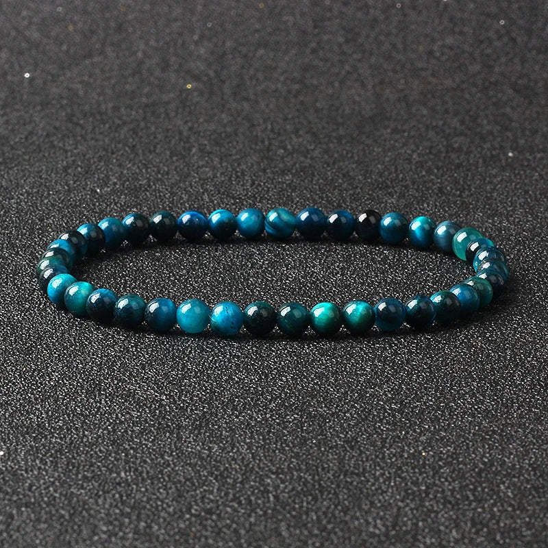 Bracelet Fin en Pierres Naturelles 4 ou 6 mm – 19 Pierres au Choix, Améthyste, Quartz Rose, Onyx…