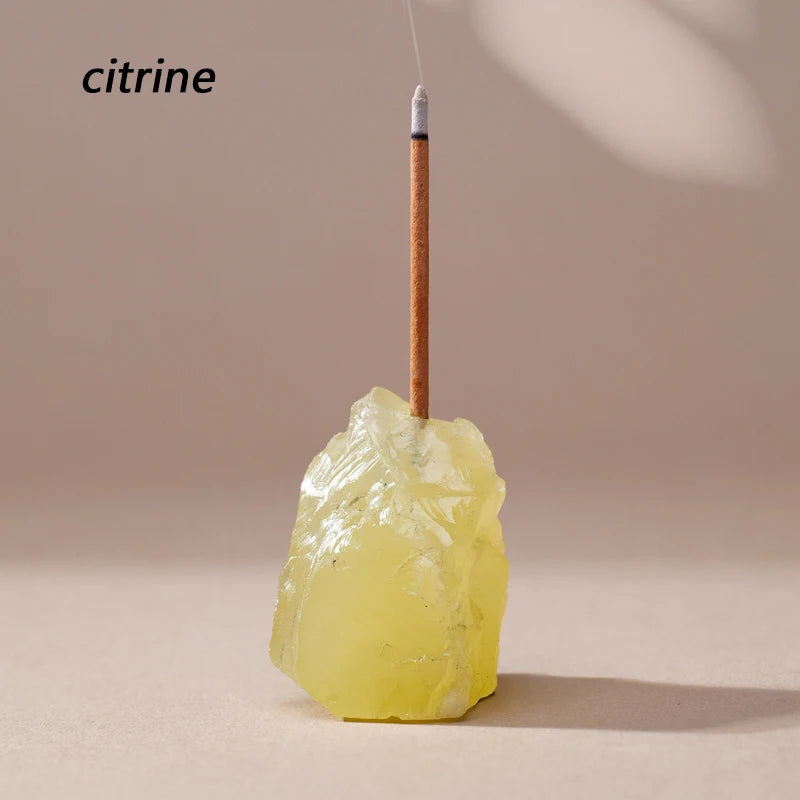 Porte-Encens en Pierre Brute Naturelle – Améthyste, Quartz Rose, Citrine, Labradorite… 13 Pierres