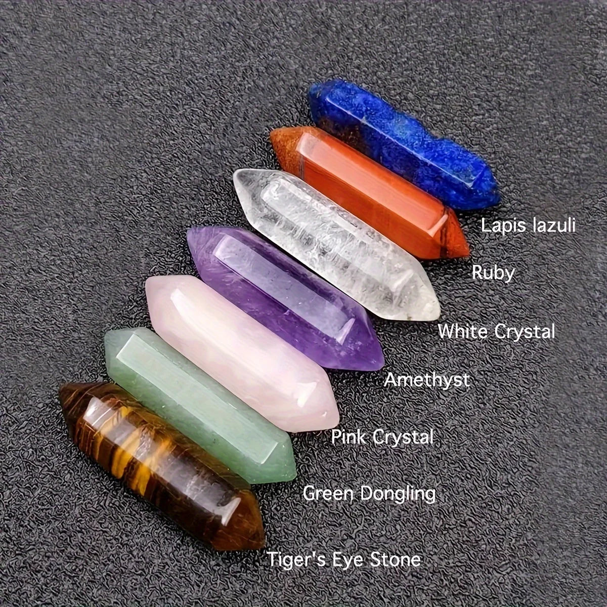 Coffret 14 Pierres 7 Chakras – 8 Pointes et 6 Pierres Roulées, Boîte Cadeau
