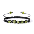 Bracelet Péridot Brut Tressé Homme et Femme – Pierres Naturelles Vert Olive sur Cordon Noir Réglable, Bracelet Pierre Naturelle, Idée Cadeau
