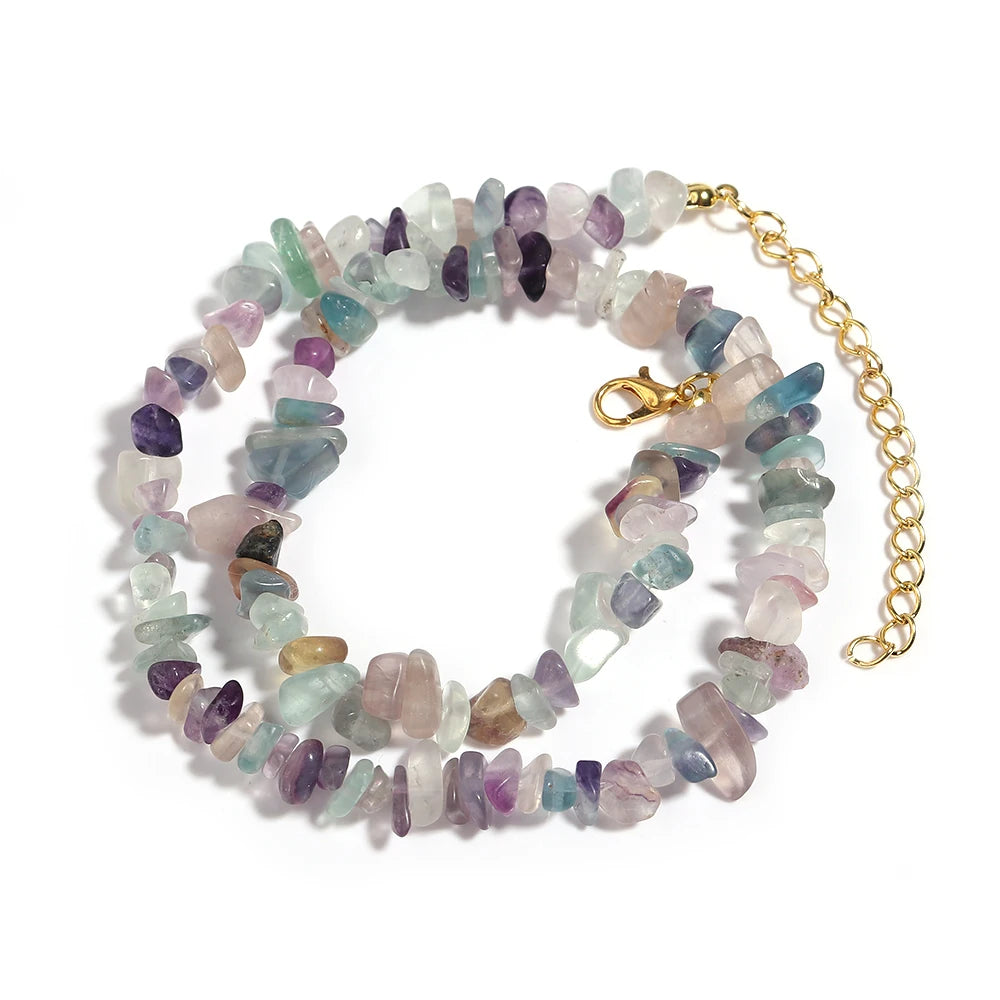 Collier Ras du Cou en Éclats de Pierres Naturelles – 16 Pierres au Choix, 43 cm