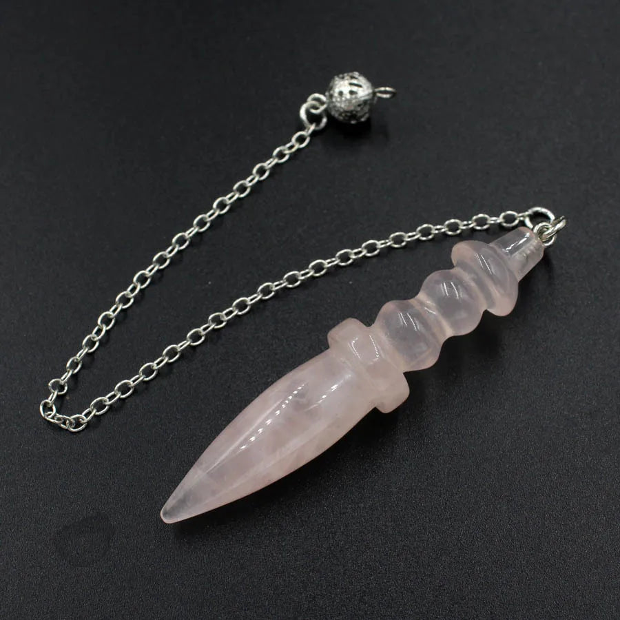 Pendule Thot Égyptien en Pierre Naturelle Sculptée – Obsidienne, Améthyste, 7 Chakras… 11 Pierres