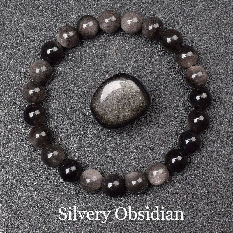 Bracelet Pierre Naturelle au Choix – Obsidienne Dorée, Rhodonite, Unakite et 13 Autres, 6 ou 8 mm