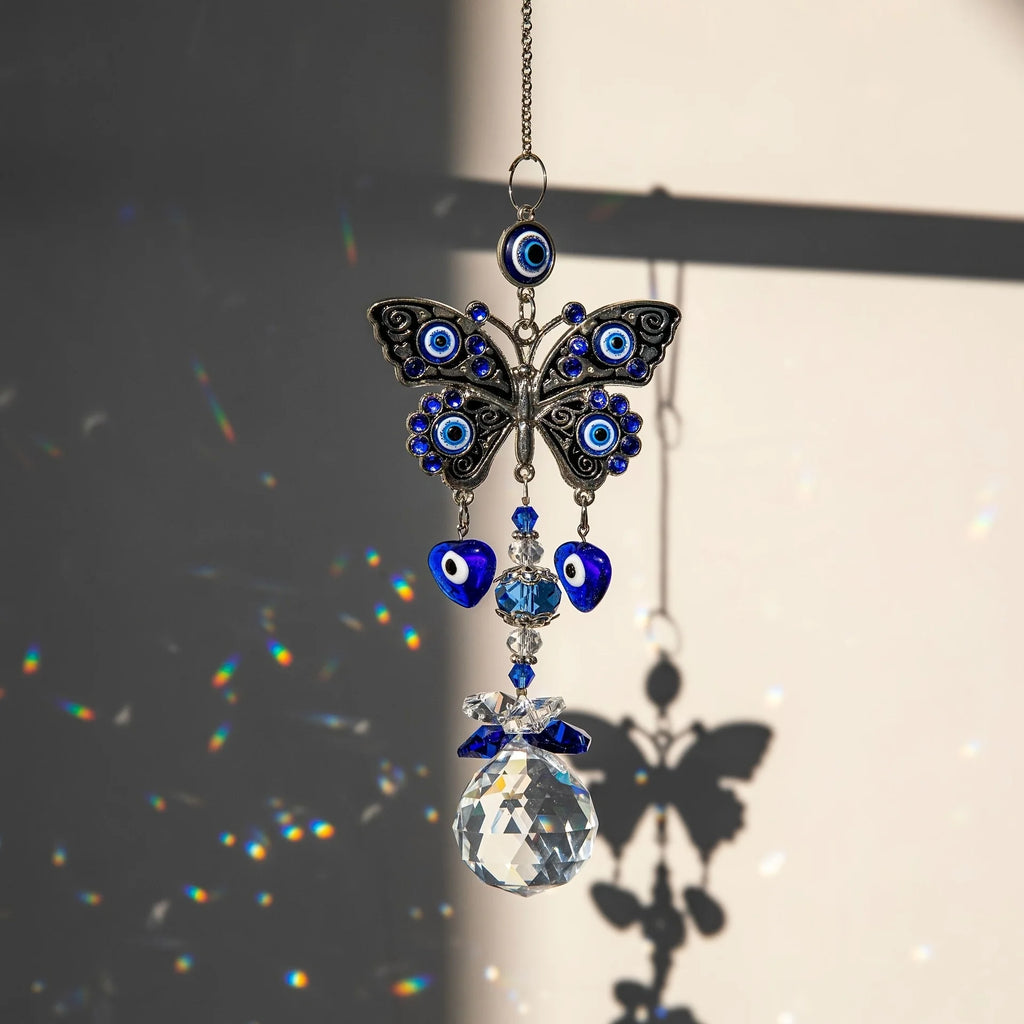 Attrape-Soleil Œil Turc et Prismes de Cristal – Suspension Arc-en-Ciel pour Fenêtre, 3 Modèles