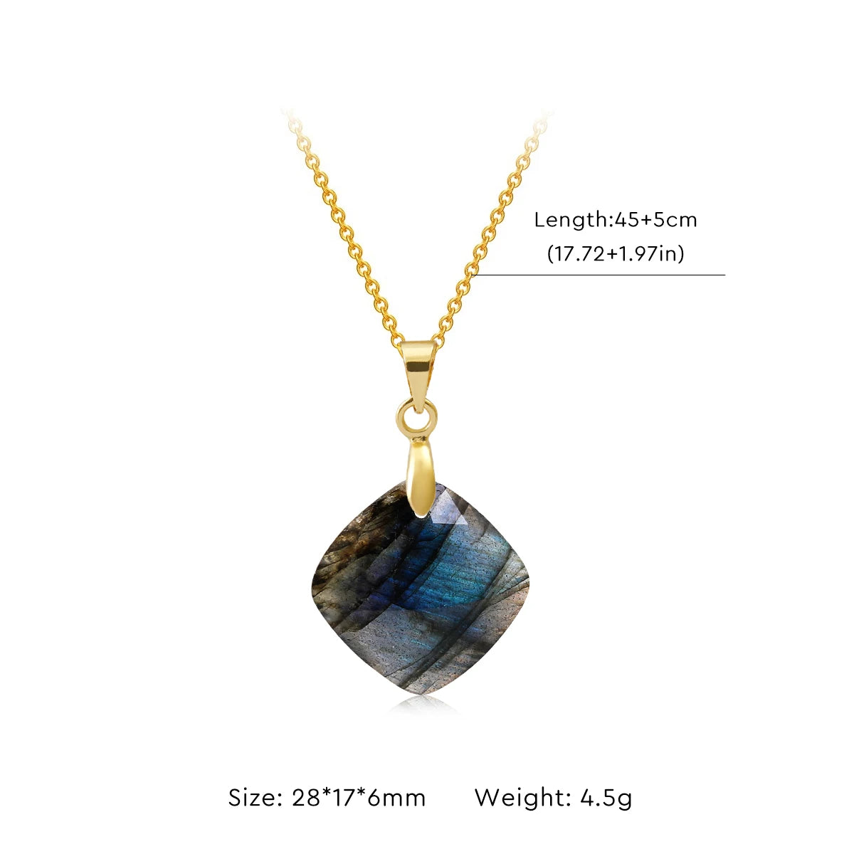Collier Labradorite Naturelle Forme Libre – Pendentif Doré ou Argenté, 10 Modèles