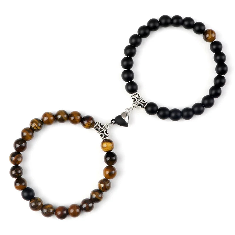 Bracelets de Couple à Distance en Pierres Naturelles – Duo de 2 Bracelets, Cadeau Amoureux
