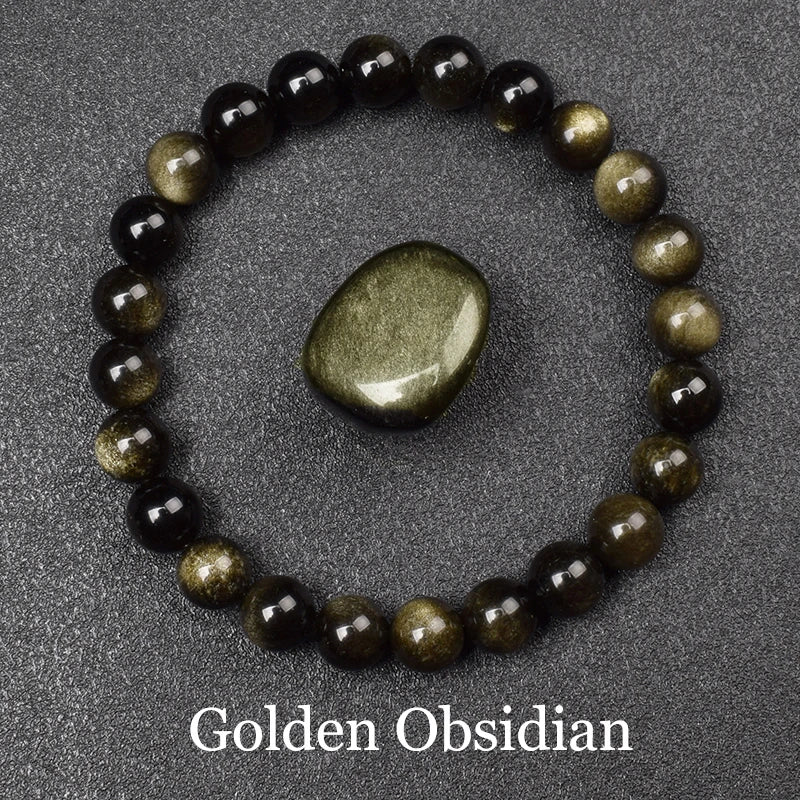 Bracelet Pierre Naturelle au Choix – Obsidienne Dorée, Rhodonite, Unakite et 13 Autres, 6 ou 8 mm