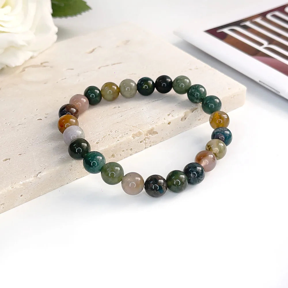 Bracelet Pierre Naturelle au Choix – Jaspe Zèbre Rose, Rhodonite, Lépidolite… Perles 6 ou 8 mm