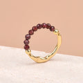 Bague Jonc Doré Ondulé et Perles de Pierre Naturelle 3 mm – Extensible, 10 Pierres