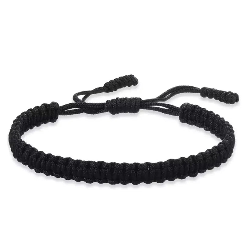 Bracelet Tibétain Tressé – Cordon Noir, Rouge ou Blanc à Nœuds, Réglable, Femme et Homme