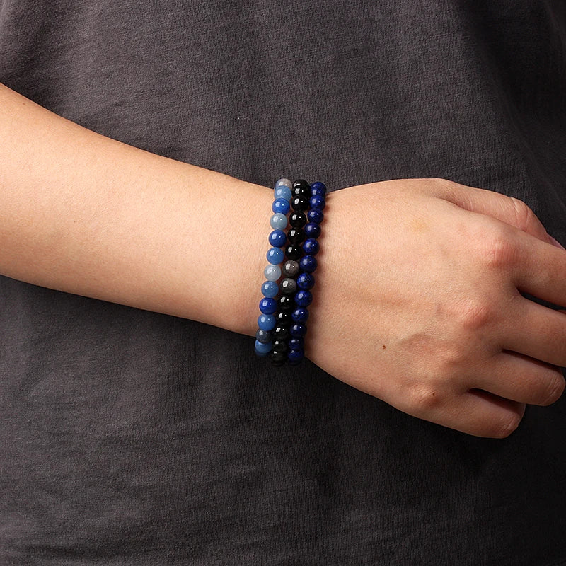 Bracelet Fin en Pierres Naturelles 4 ou 6 mm – 19 Pierres au Choix, Améthyste, Quartz Rose, Onyx…