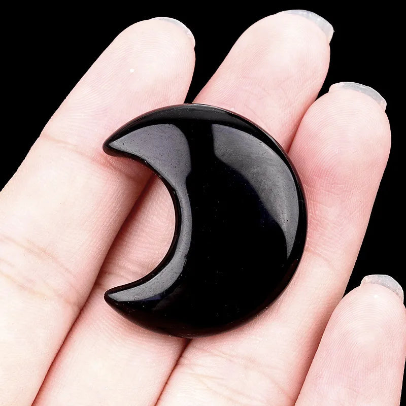 Croissant de Lune en Pierre Naturelle Sculptée 30 mm – Pierre de Poche, 22 Pierres au Choix