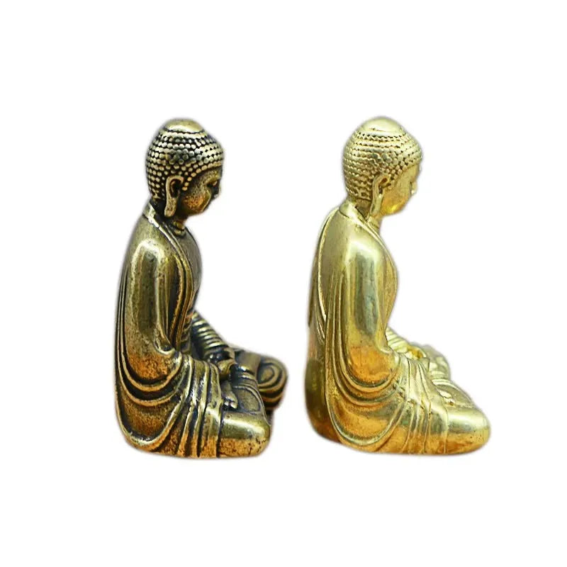 Mini Statue Bouddha en Laiton – Bouddha de Poche en Méditation 3,5 cm, Naturel ou Patiné