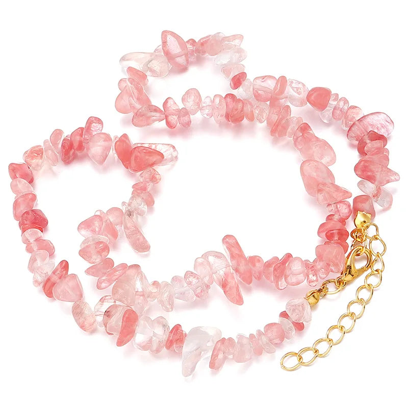 Collier Ras du Cou en Éclats de Pierres Naturelles – 16 Pierres au Choix, 43 cm