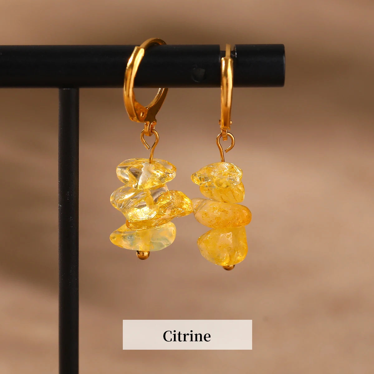 Créoles Dorées à Éclats de Pierres Naturelles – Améthyste, Quartz Rose, Lapis… Style Bohème