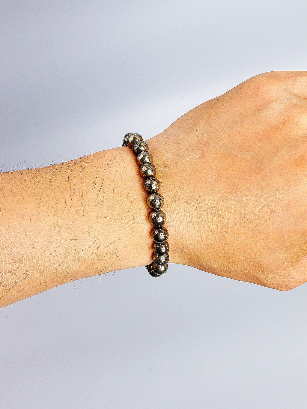 Bracelet Pyrite Naturelle – Perles Dorées Métallisées 6 ou 8 mm, 17 à 21 cm, Unisexe