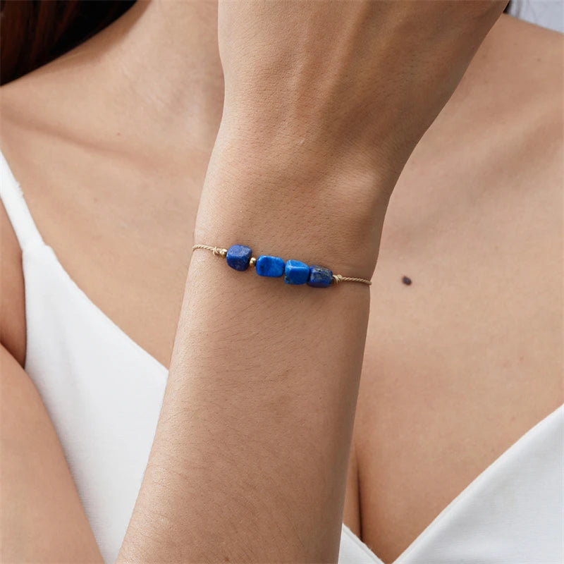 Bracelet Signe du Zodiaque en Pierres Naturelles – Cordon Réglable sur Carte Astro, 12 Signes