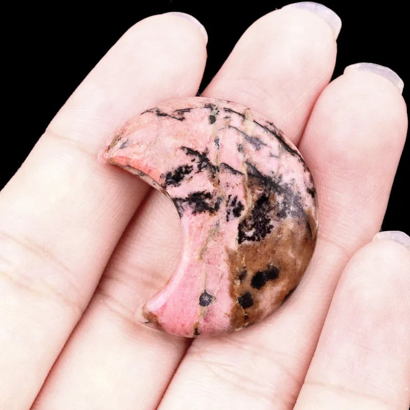 Croissant de Lune en Pierre Naturelle Sculptée 30 mm – Pierre de Poche, 22 Pierres au Choix