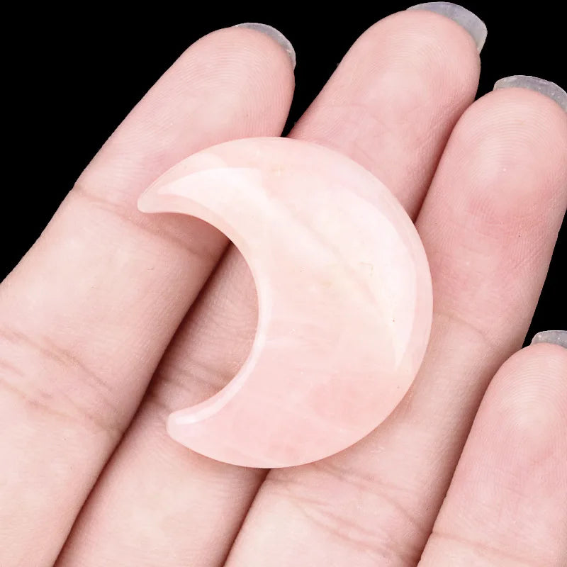 Croissant de Lune en Pierre Naturelle Sculptée 30 mm – Pierre de Poche, 22 Pierres au Choix