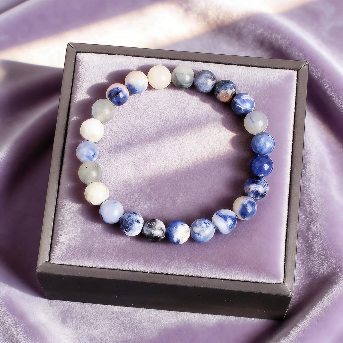 Bracelet Sodalite Naturelle – Perles Bleues 6, 8 ou 10 mm, 17 ou 19 cm, Homme et Femme