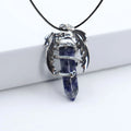 Collier Dragon et Pointe de Pierre Naturelle – Pendentif Vintage sur Cordon, 16 Pierres