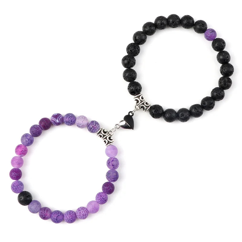 Bracelets de Couple à Distance en Pierres Naturelles – Duo de 2 Bracelets, Cadeau Amoureux