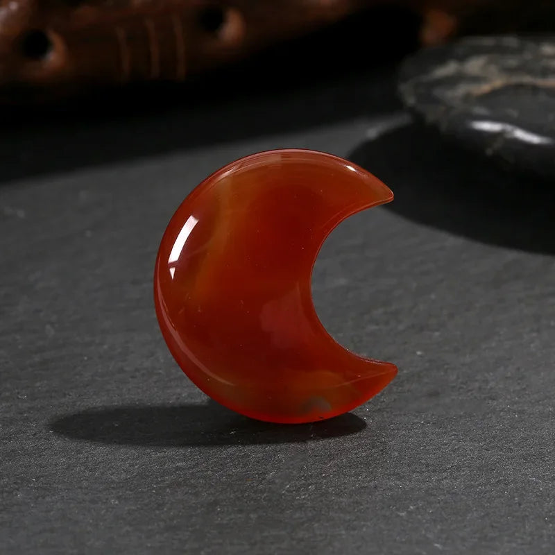 Croissant de Lune en Pierre Naturelle Sculptée 30 mm – Pierre de Poche, 22 Pierres au Choix