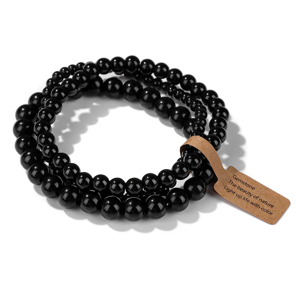 Lot de 3 Bracelets en Pierre Naturelle – Perles 4, 6 et 8 mm, 13 Pierres au Choix, à Accumuler