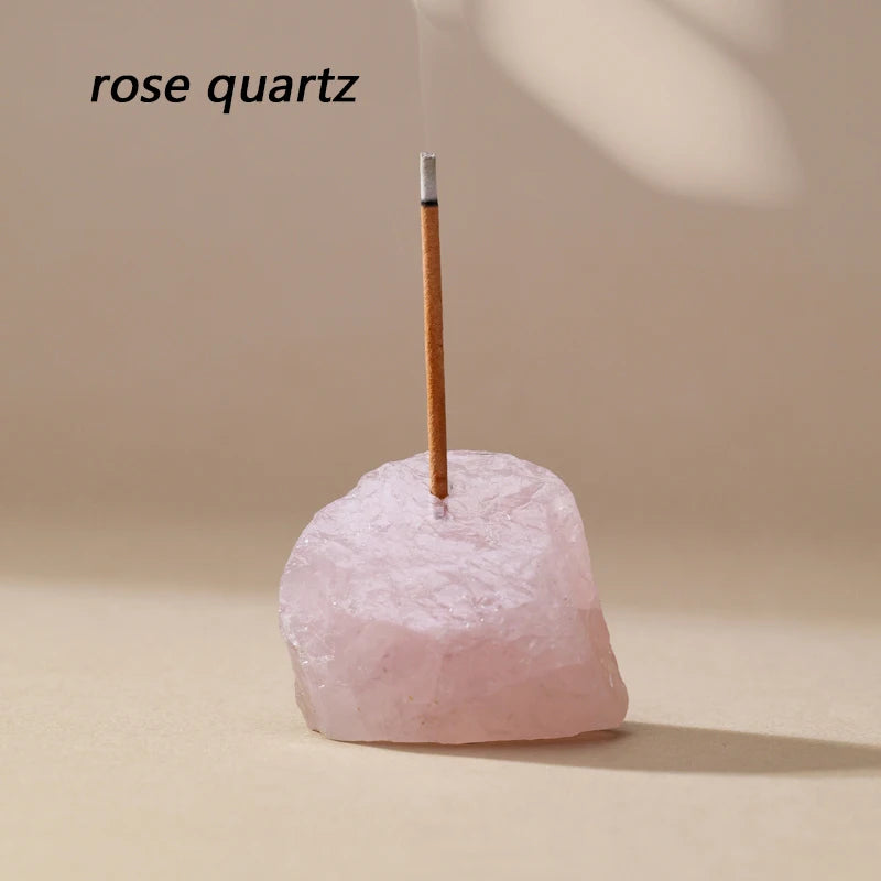 Porte-Encens en Pierre Brute Naturelle – Améthyste, Quartz Rose, Citrine, Labradorite… 13 Pierres