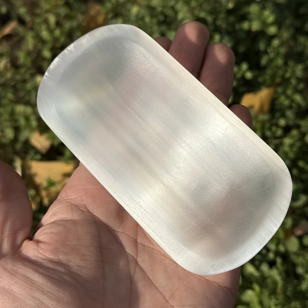 Coupelle en Sélénite Naturelle – Bol Ovale Translucide pour Bijoux et Pierres